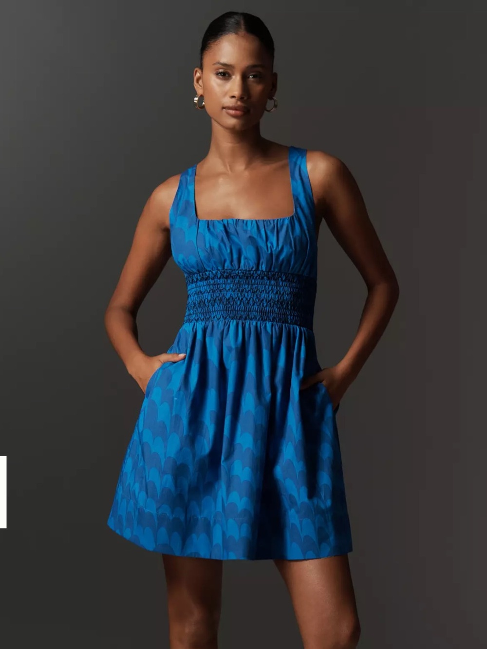 Maeve Sleeveless Square-Neck Smocked Mini Dress